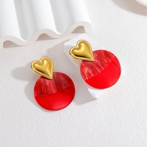 1 Pair Luxurious Classic Style Heart Shape Stainless Steel  Gold Color Women's Dangle Earrings h5 